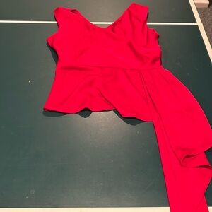 Satin Red Asymmetrical Blouse